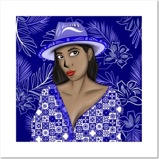 the muse woman from panama sunset beach in ecopop talavera mexican art Posters and Art